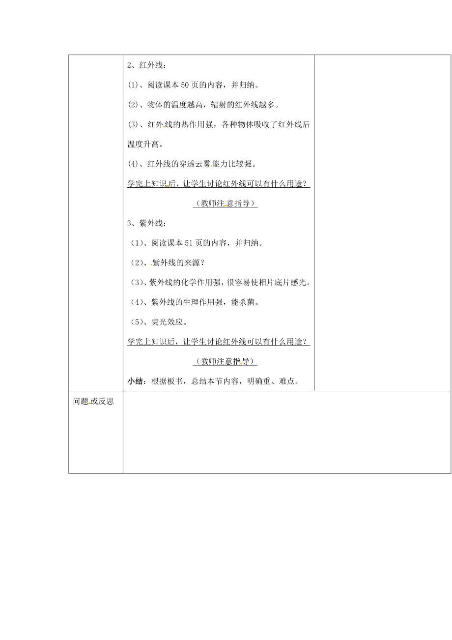 云南省大理州苗尾九年制学校八年级物理上册《2.6看不见的光》教案新人教版.doc