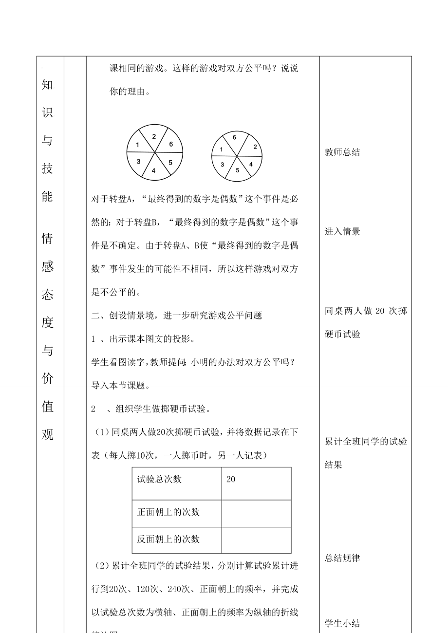 云南省昆明南洋中学部执行新授课七年级数学28游戏公平吗（2）教案新人教版.doc