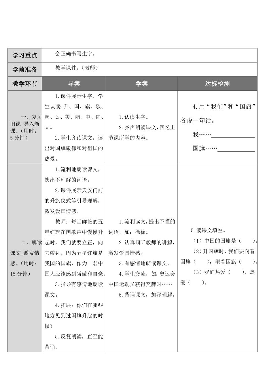 一年级语文升国旗教学设计板书.doc