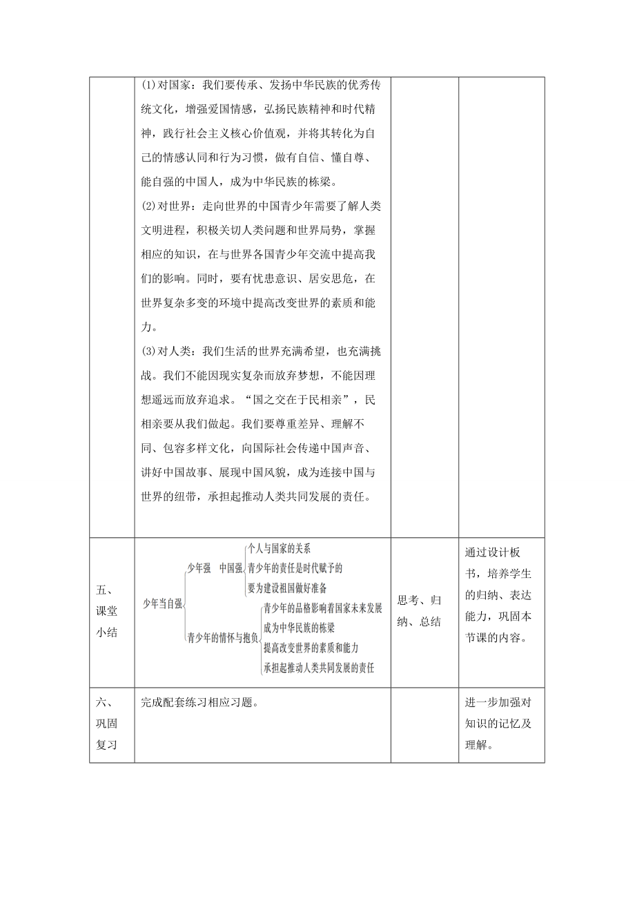 九年级道德与法治下册第三单元走向未来的少年第五课少年的担当第二框少年当自强教案新人教版新人教版初中九年级下册政治教案.docx