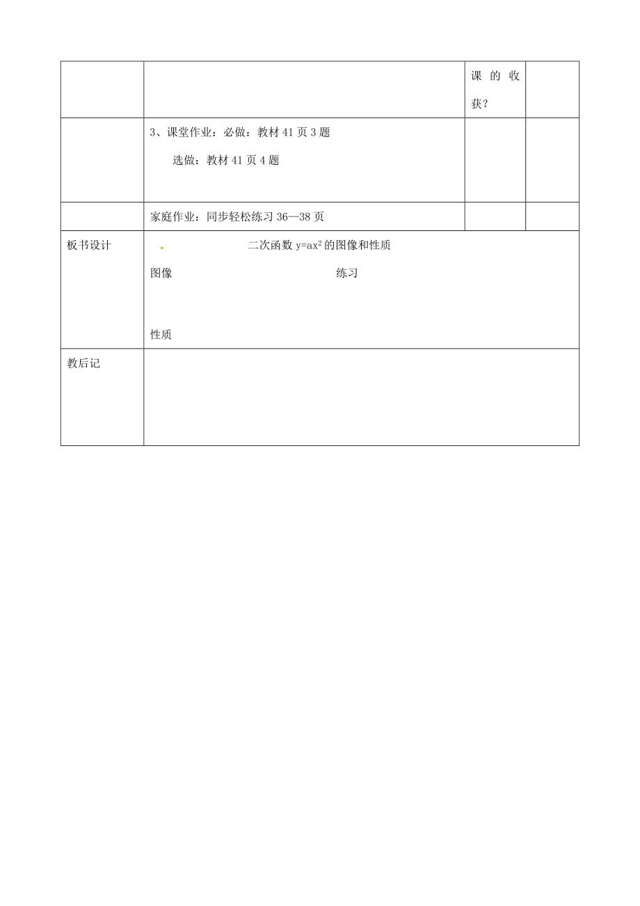 九年级数学上册22.1.2二次函数的图像和性质教案1（新版）新人教版（新版）新人教版初中九年级上册数学教案.doc