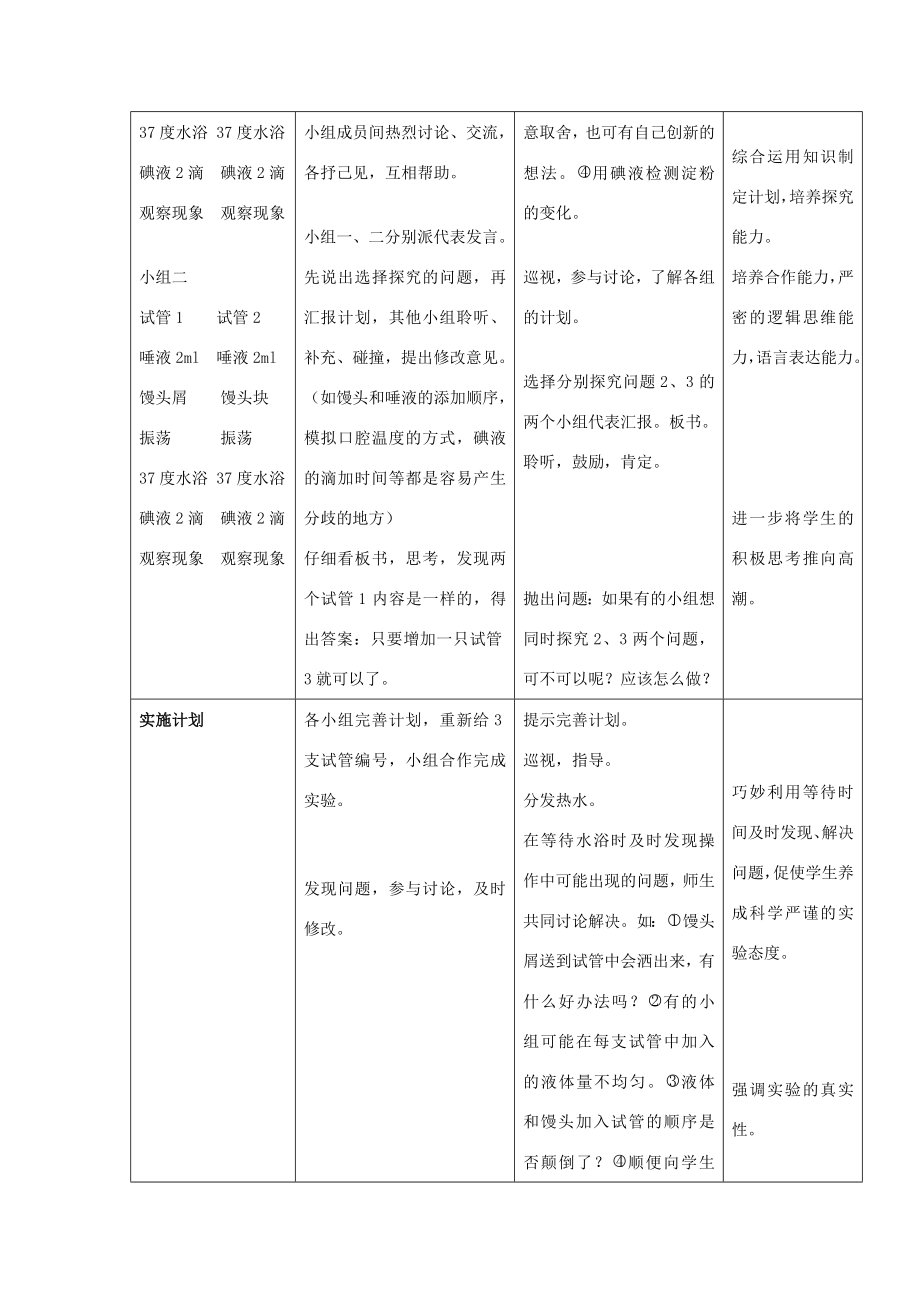 七年级生物下册馒头在口腔中的变化教学设计人教新课标版.doc