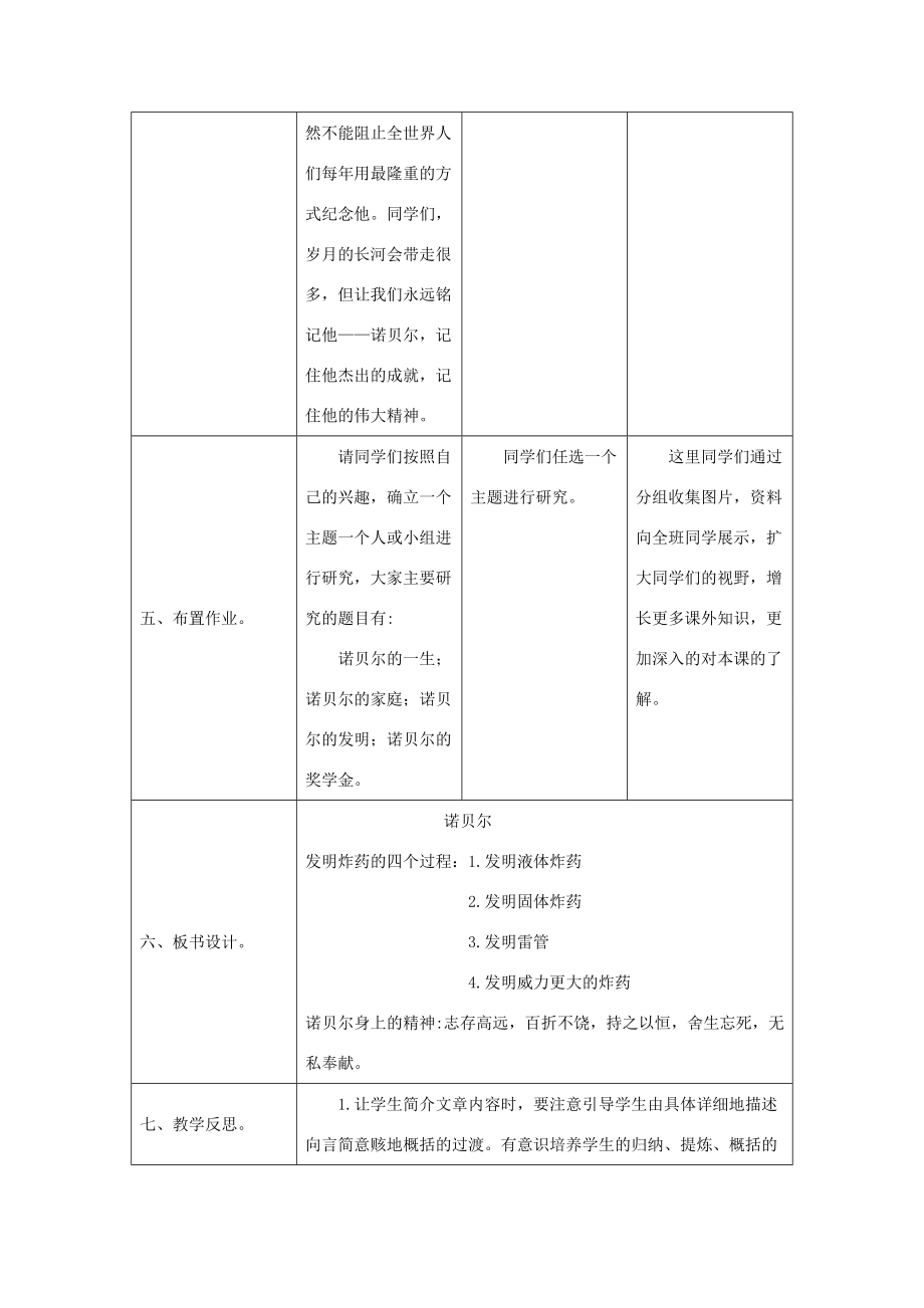 五年级语文上册第六单元21诺贝尔教案设计苏教版苏教版小学五年级上册语文教案.doc