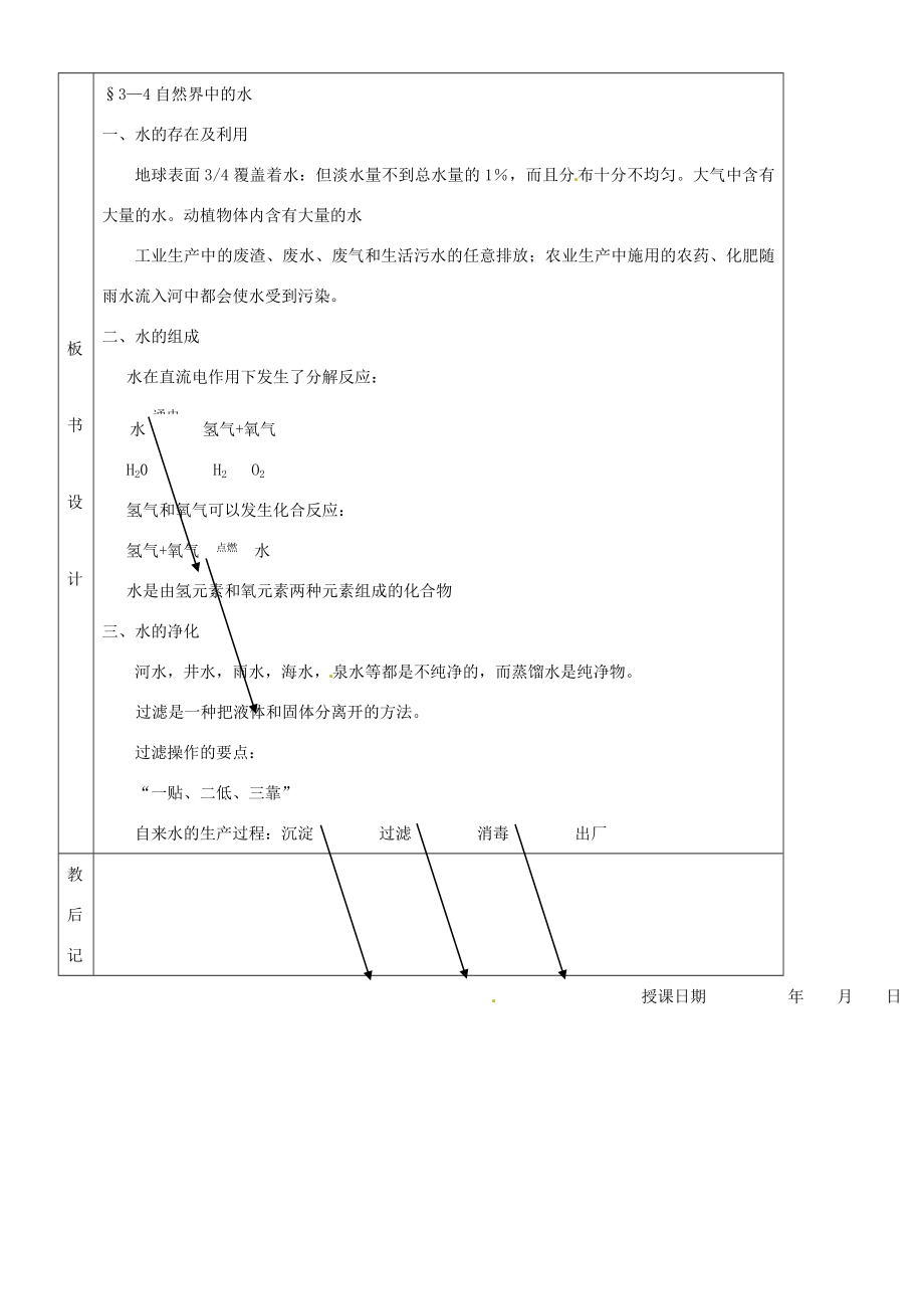 九年级化学第二章第四节《自然界中的水》教案沪教版.doc