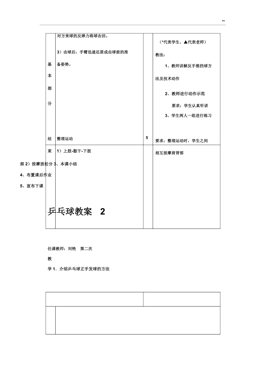 乒乓球兴趣课备课教案.doc