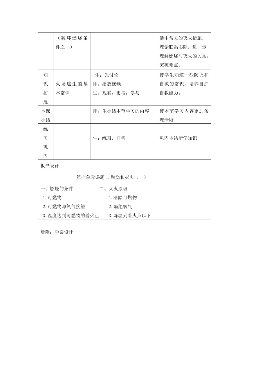 九年级化学燃烧和灭火教学设计2.doc