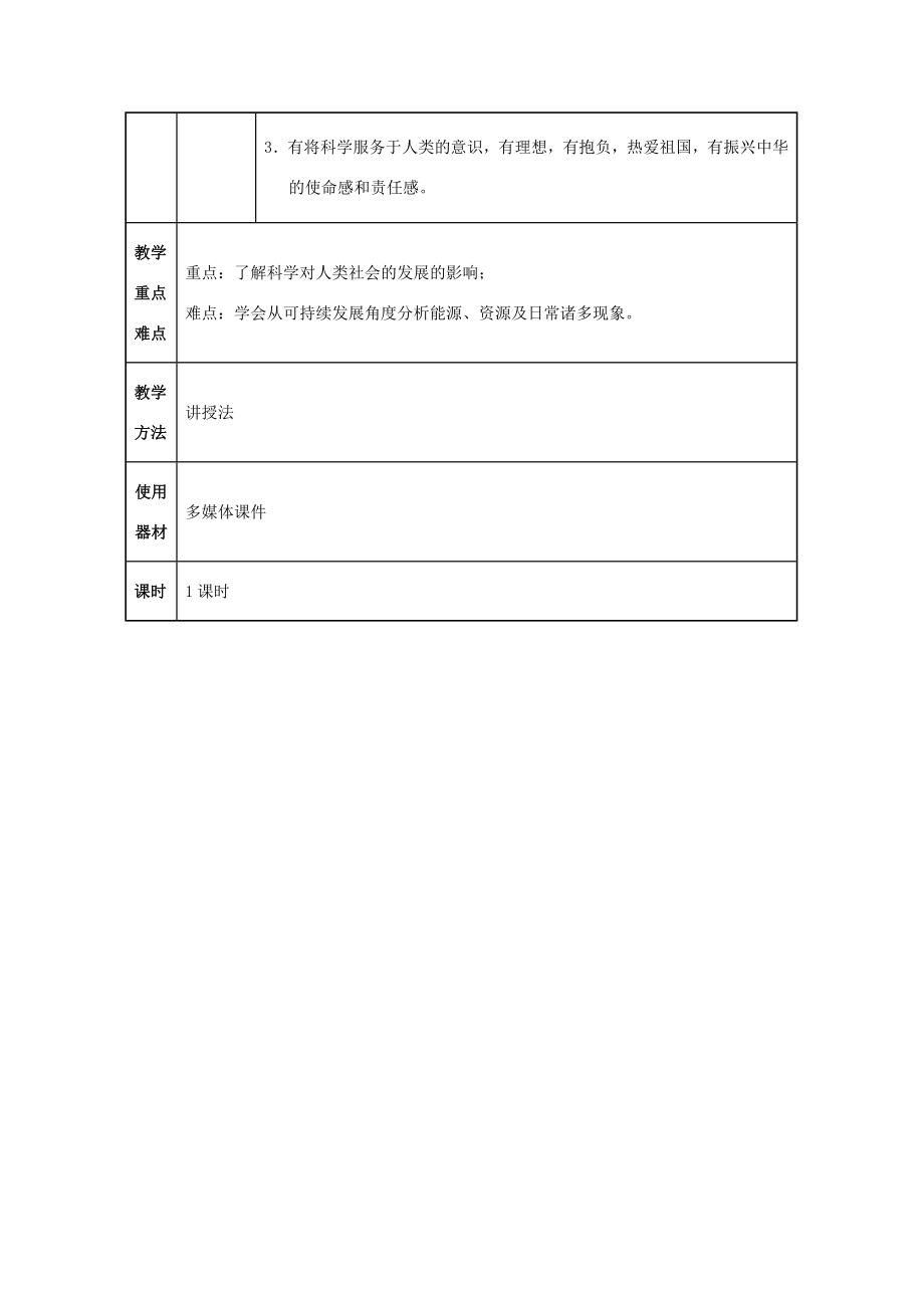 九年级物理全册第22章能源与可持续发展第4节能源与可持续发展教案（新版）新人教版（新版）新人教版初中九年级全册物理教案.doc