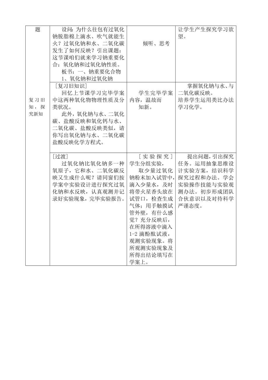 优质课氧化钠和过氧化钠教学设计.doc