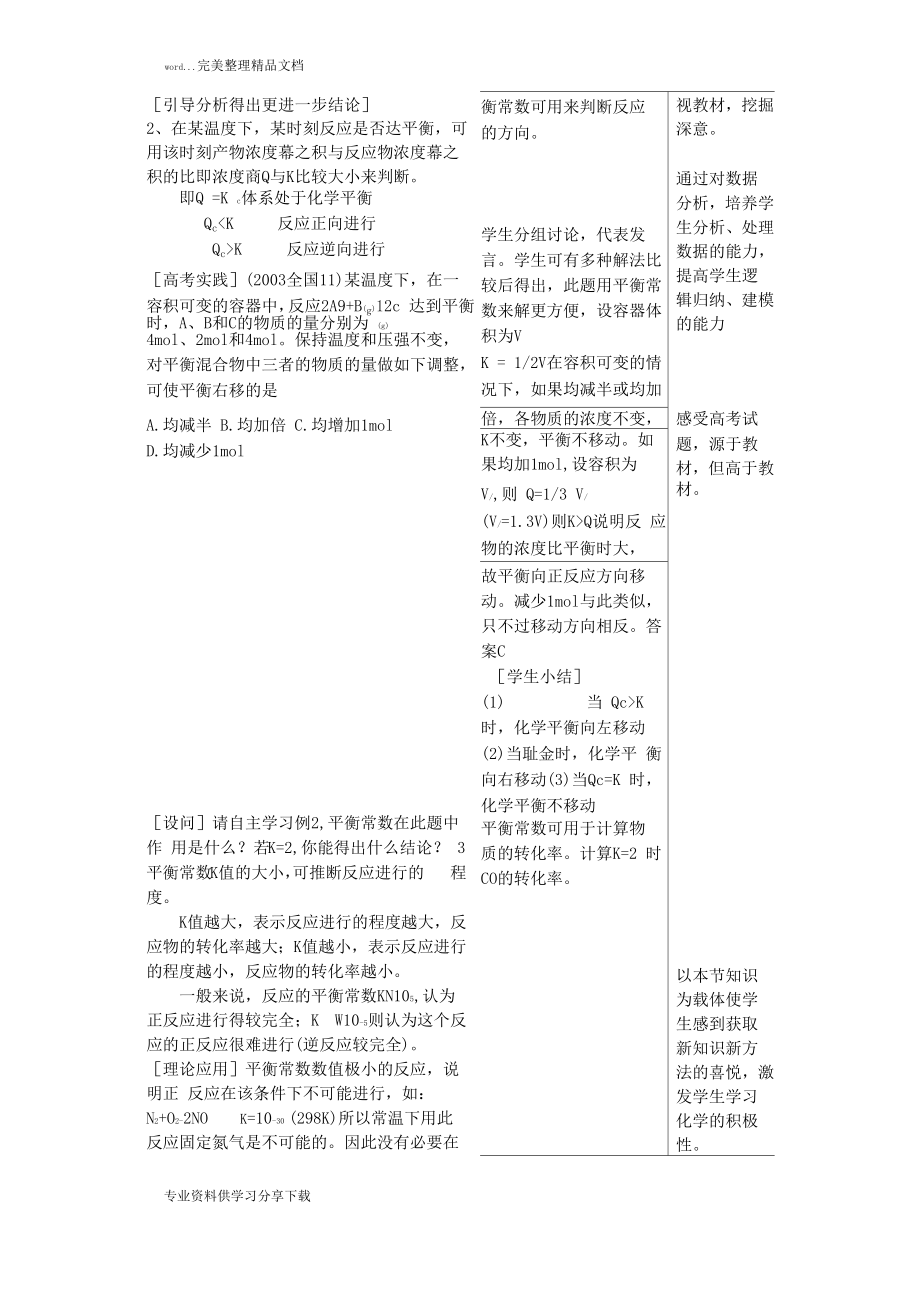 化学平衡常数教学设计(2).doc