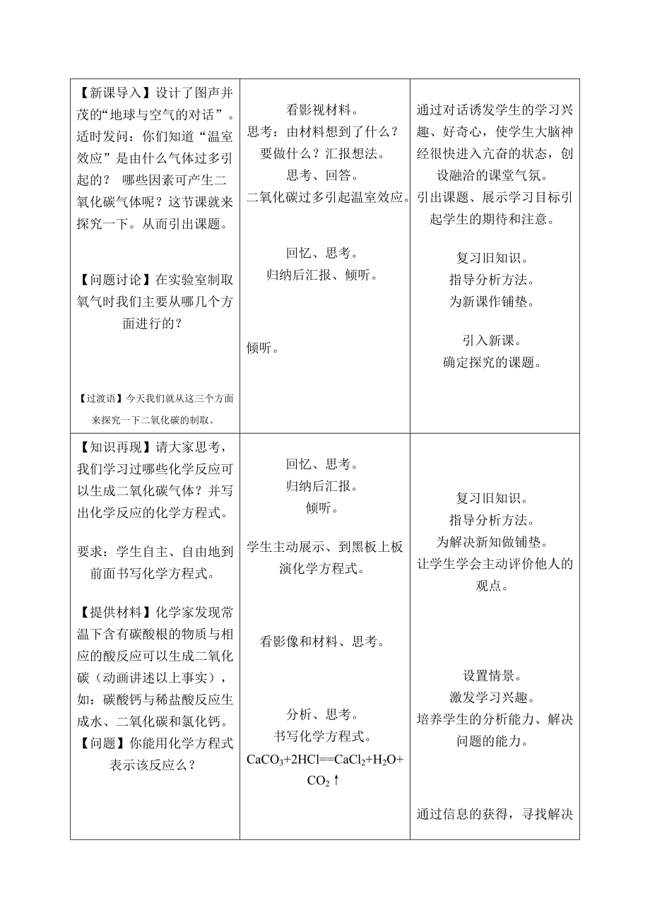 九年级化学上册6.2二氧化碳制取的研究教案(3)人教新课标版.doc