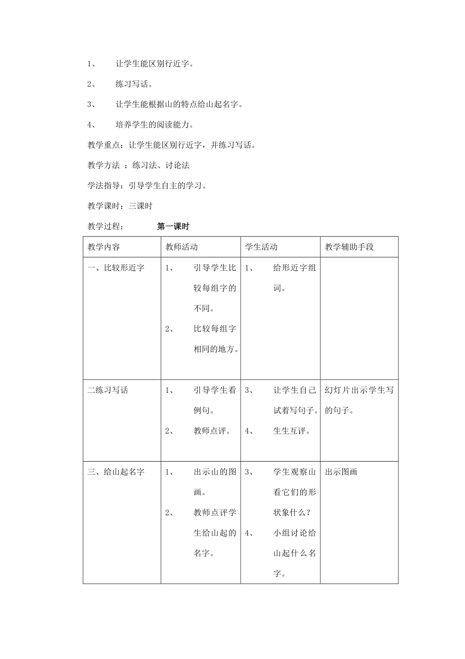 二年级语文下册第05单元青青的山教案1北师大版北师大版小学二年级下册语文教案.doc