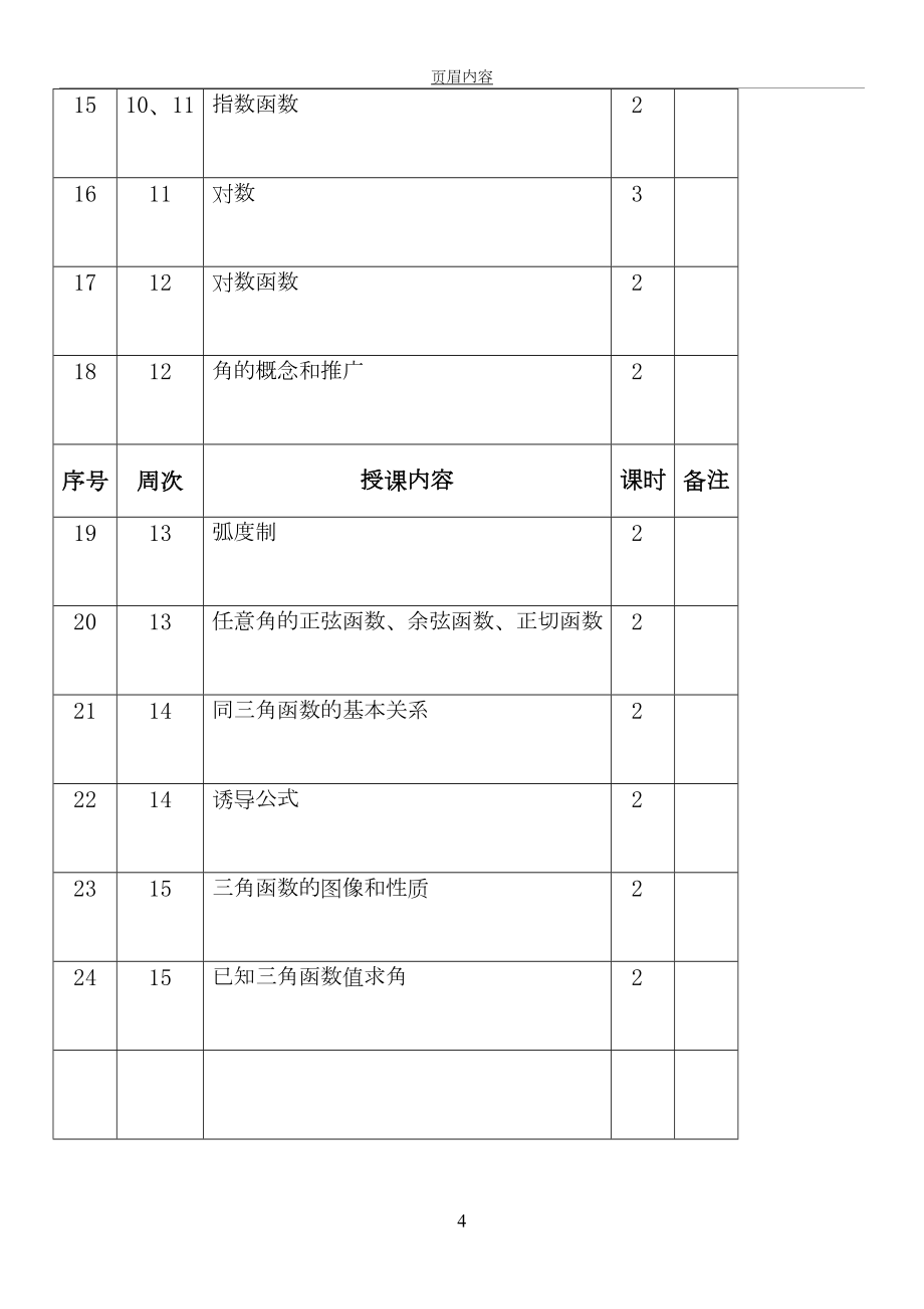 中职数学教学进度计划表(2).doc