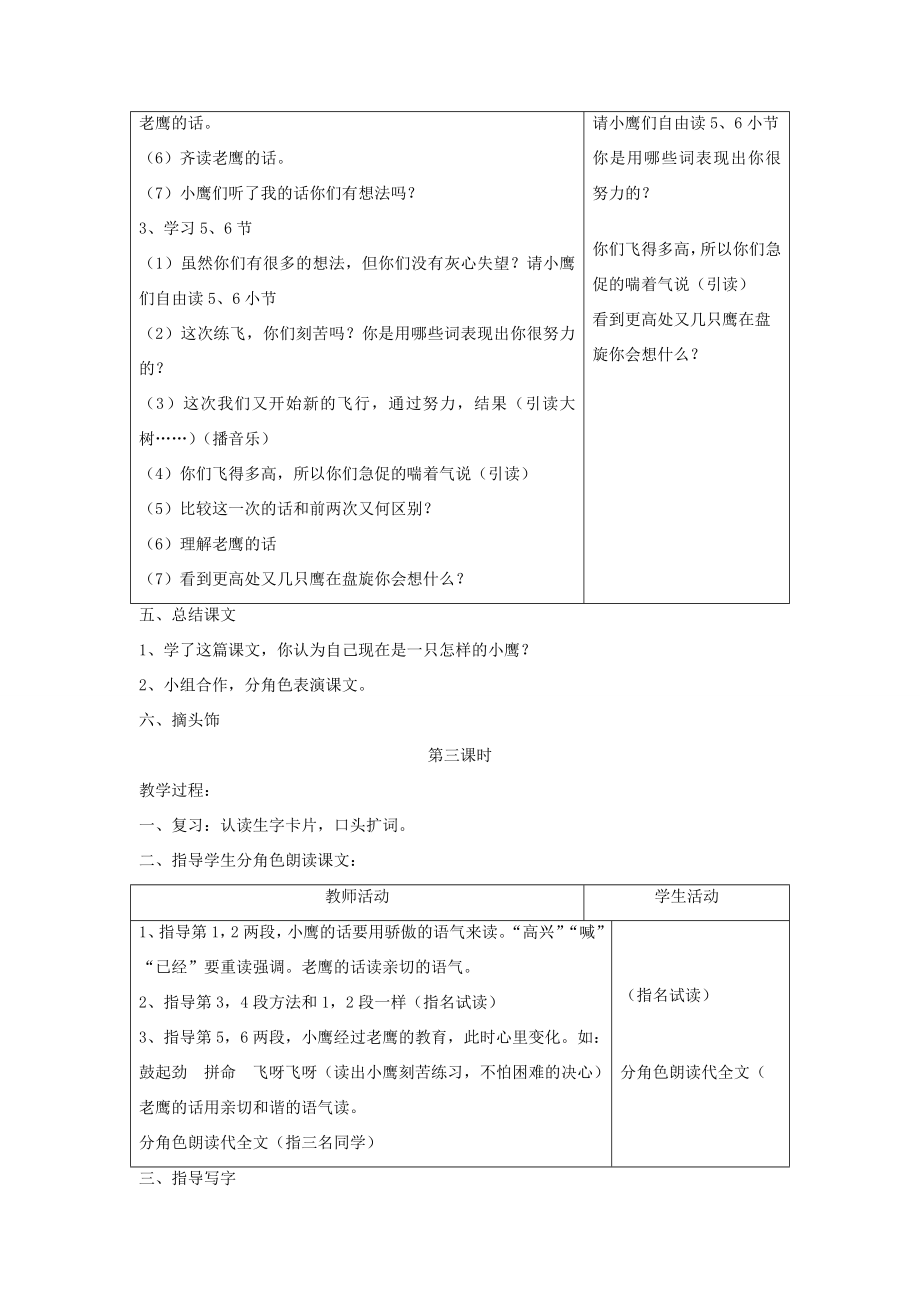 二年级语文上册8小鹰学飞教案苏教版苏教版小学二年级上册语文教案.doc