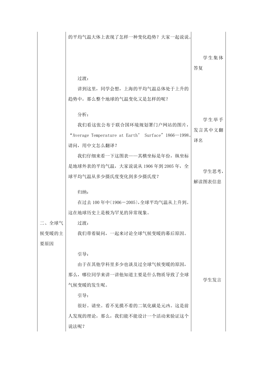 九年级物理全册12.5《全球变暖与水资源危机》教案（新版）沪科版.doc