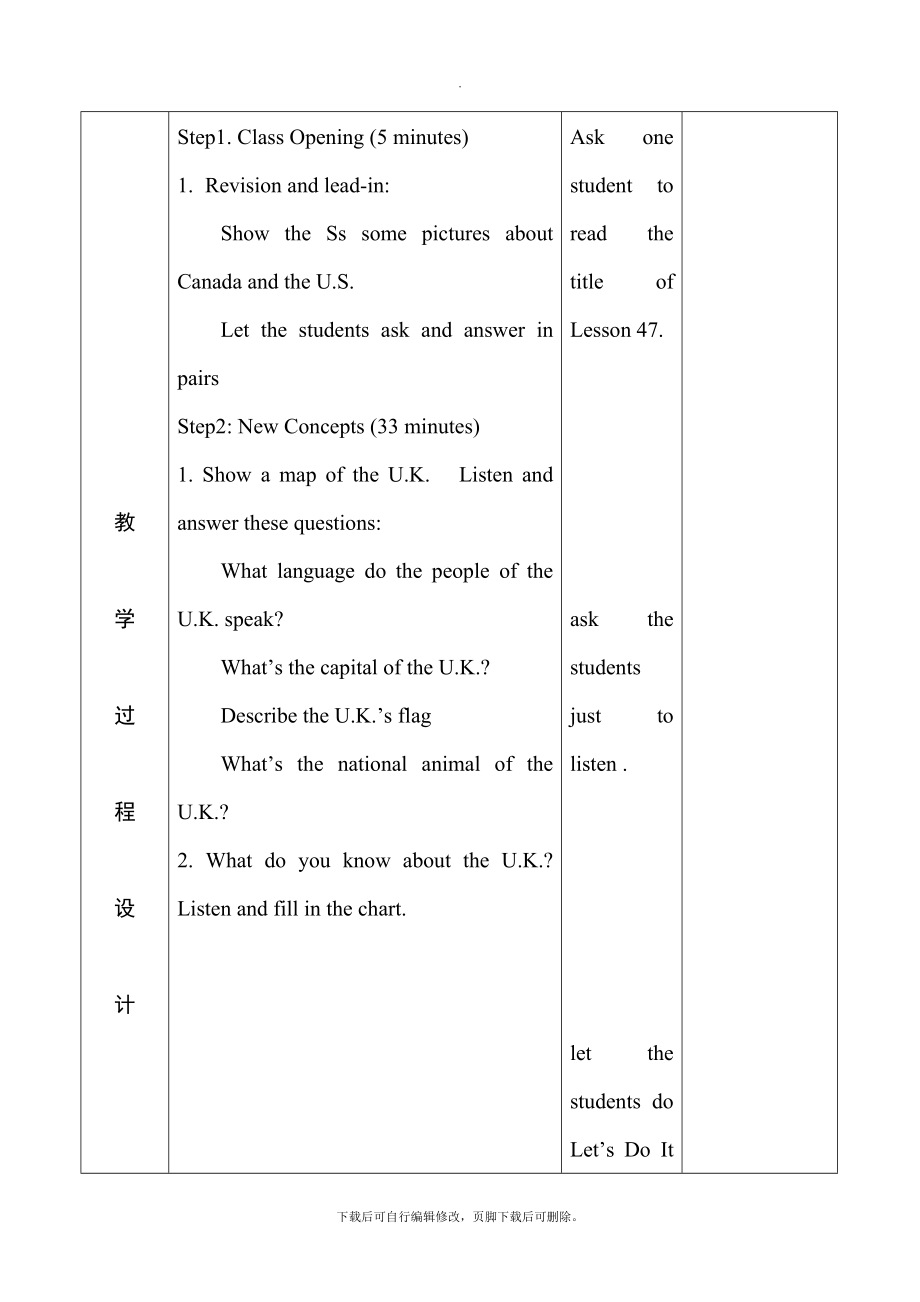 冀教版英语七年级上册Lesson47教学设计.doc