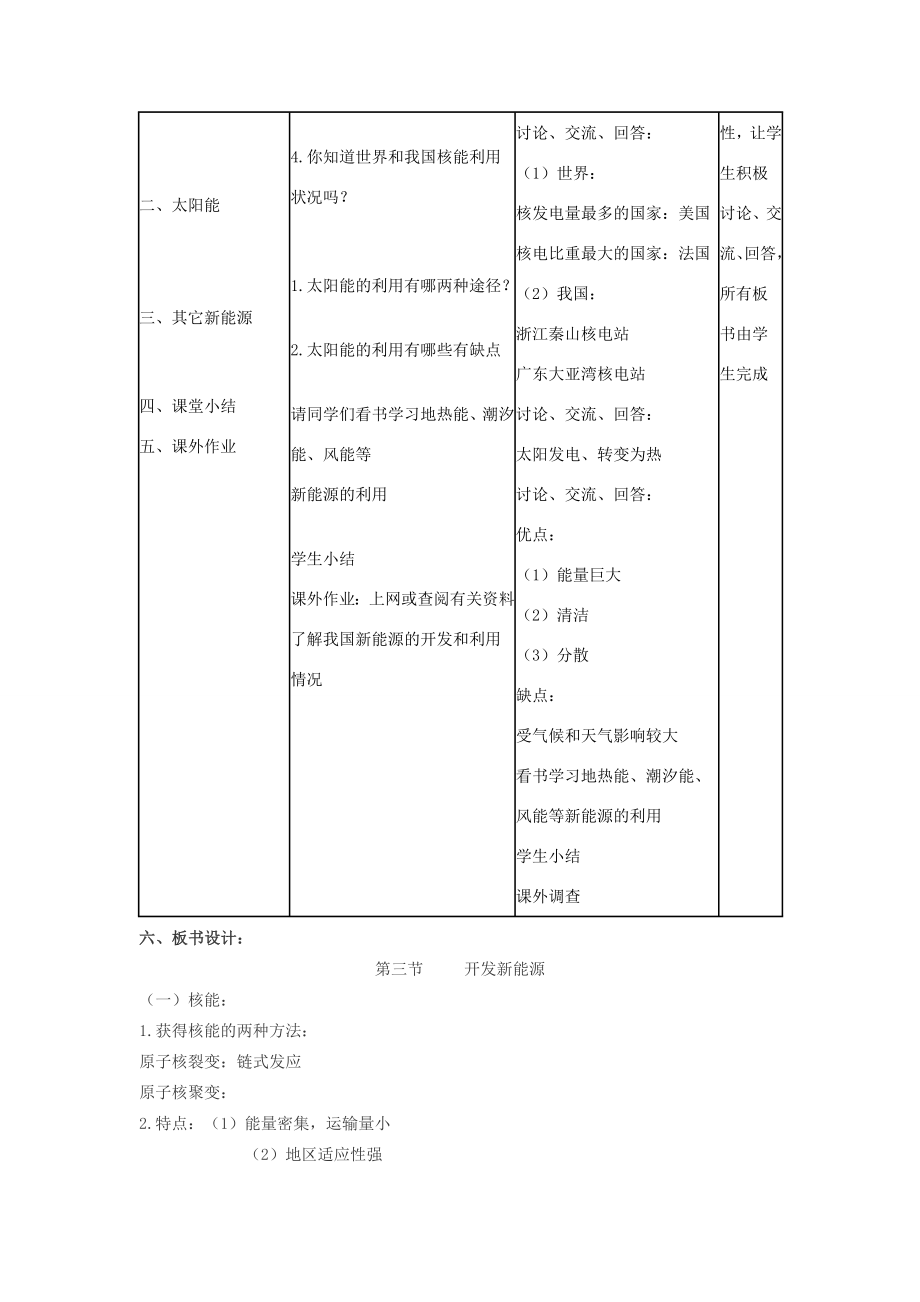 九年级物理上册19.2开发新能源教案沪粤版.doc