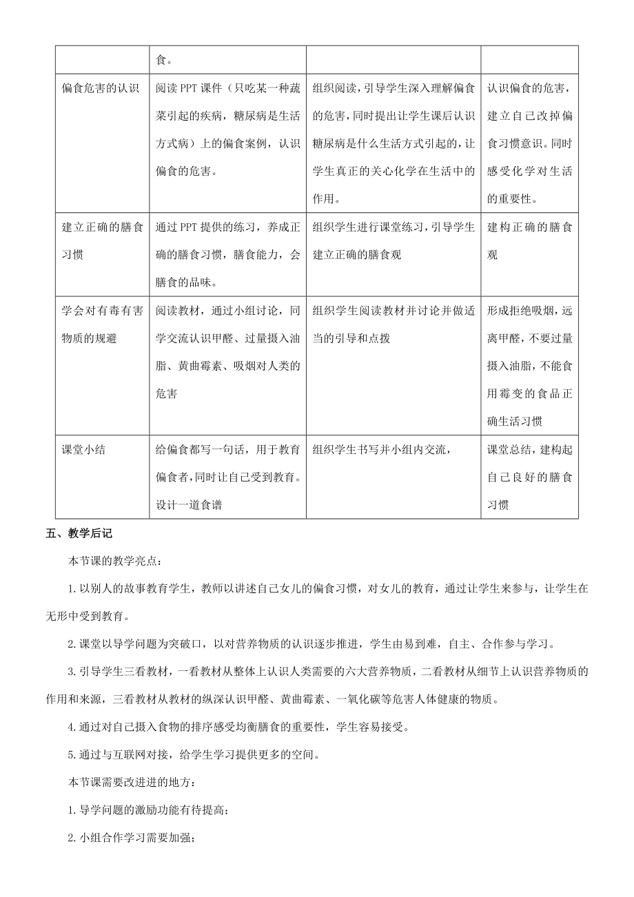 九年级化学下册第十二单元课题1人类重要的营养物质教学设计（新版）新人教版（新版）新人教版初中九年级下册化学教案.doc