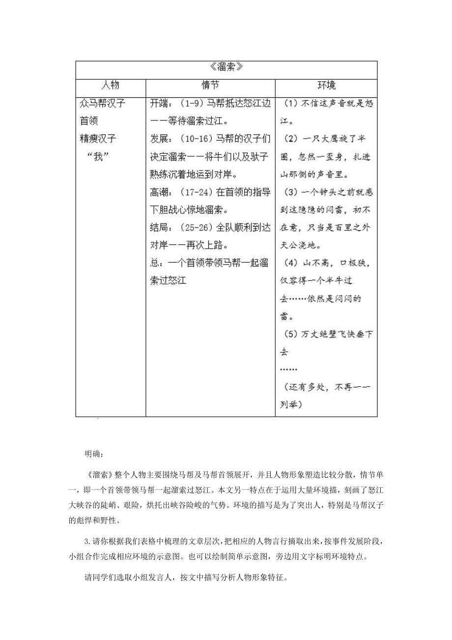 九年级语文下册第二单元7溜索教学设计新人教版新人教版初中九年级下册语文教案.doc