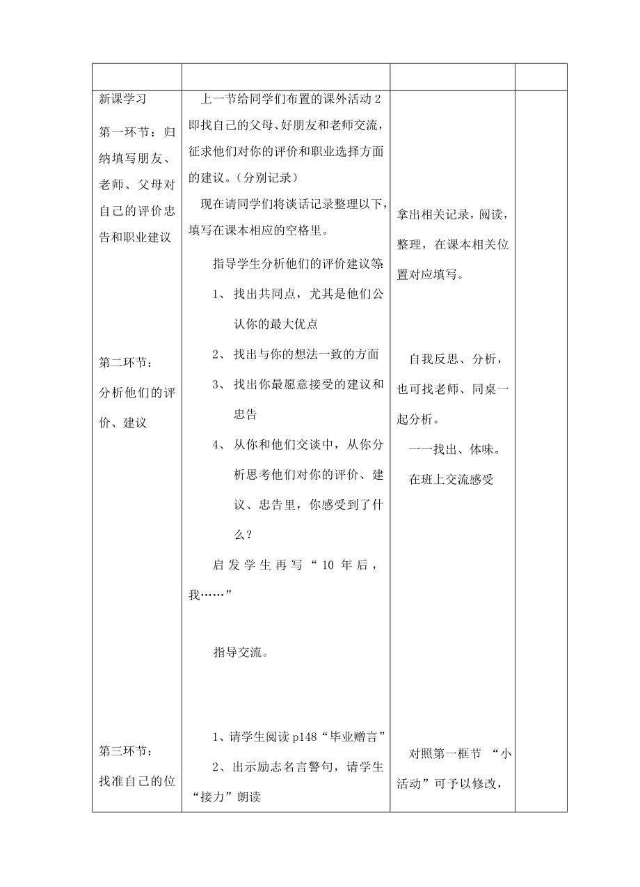 九年级政治第十二课《找准自己的位置》教案人民版.doc