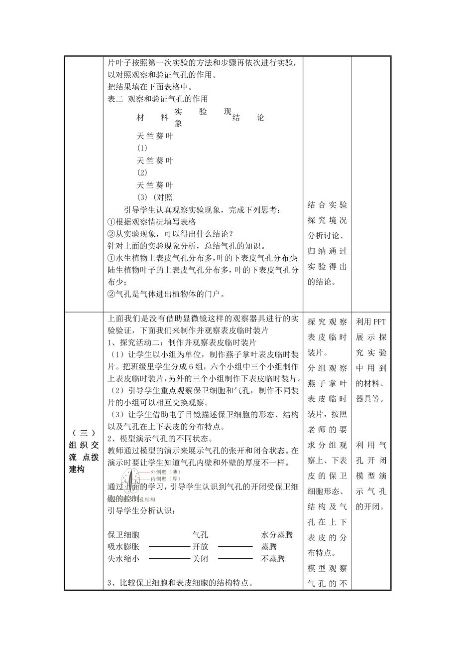 七年级生物上册2.1.2绿色植物的蒸腾作用教学设计济南版.doc