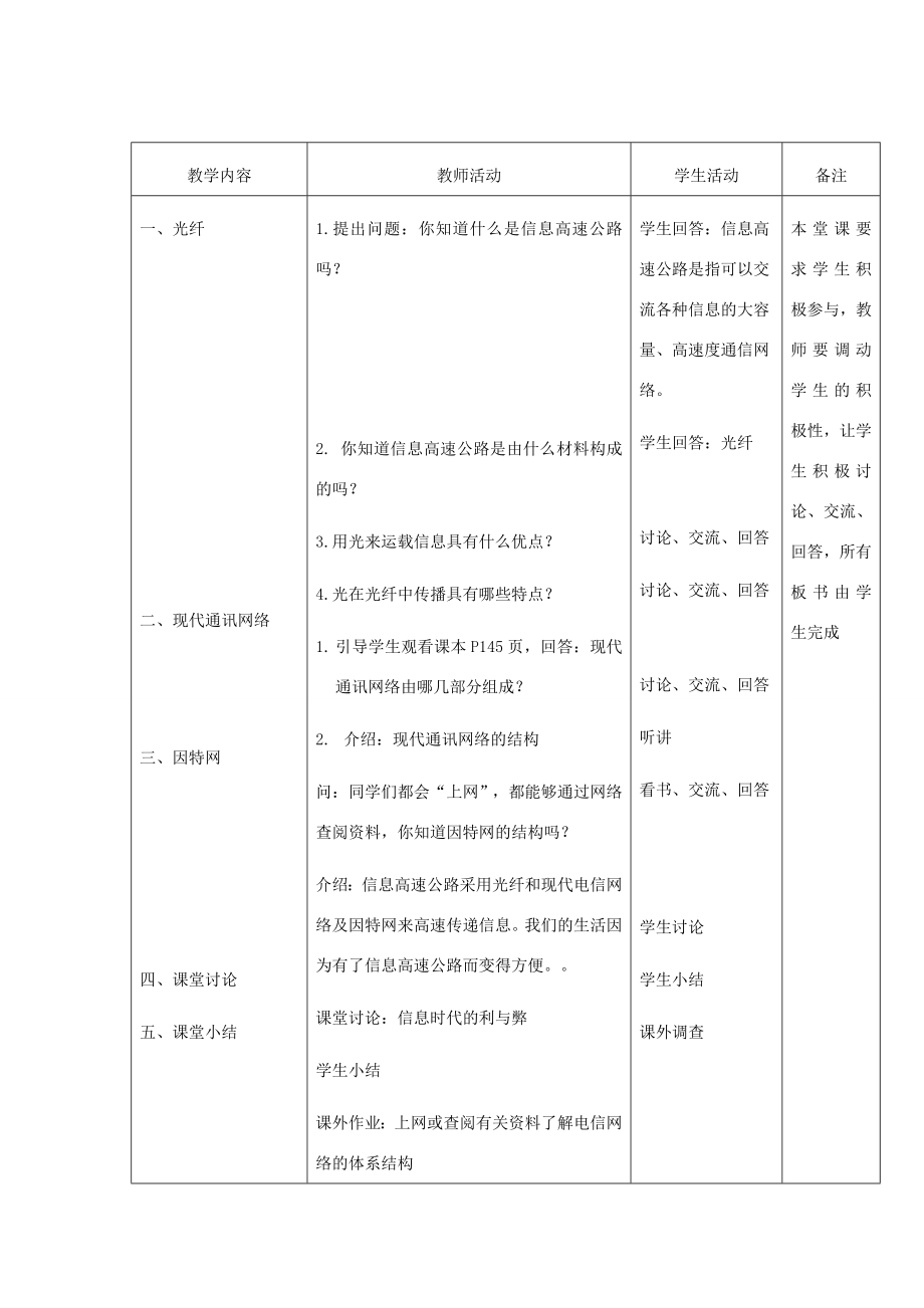 九年级物理上册第18章第3节《踏上信息高速公路》教案沪科版.doc