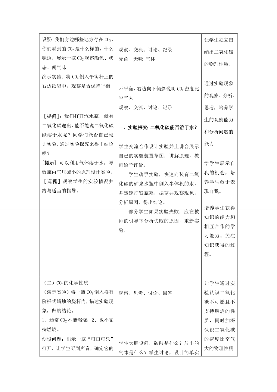 九年级化学全册奇妙的二氧化碳教案沪教版.doc