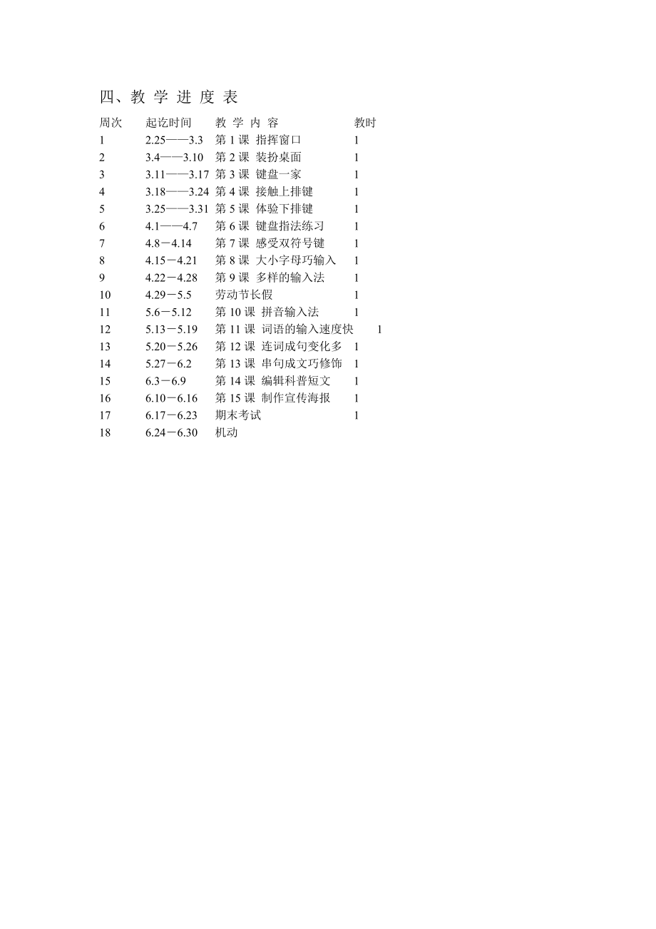 三下信息技术教学计划.doc