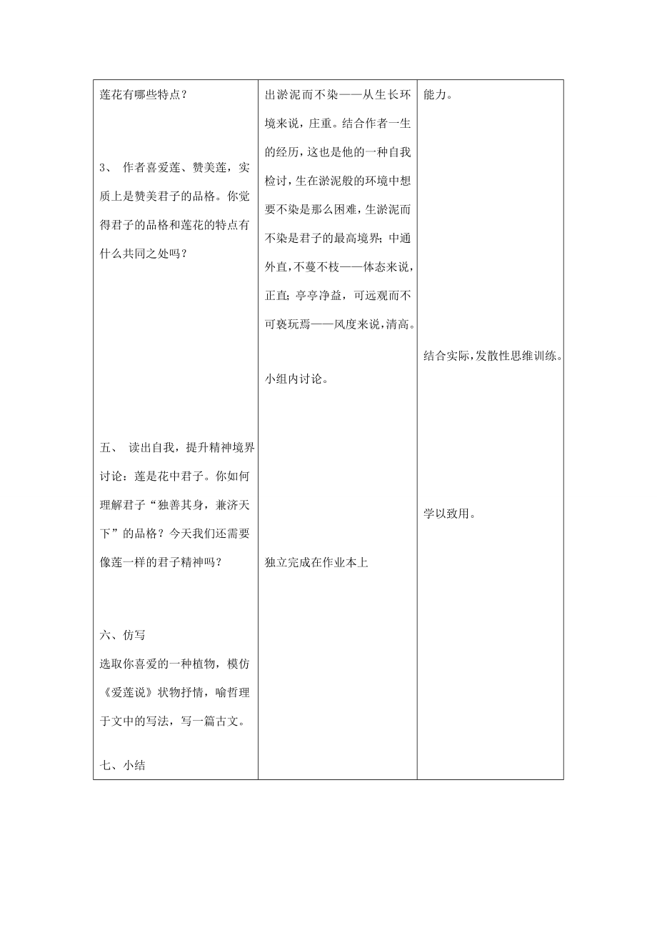 八年级语文上册《爱莲说》教学案苏教版.doc