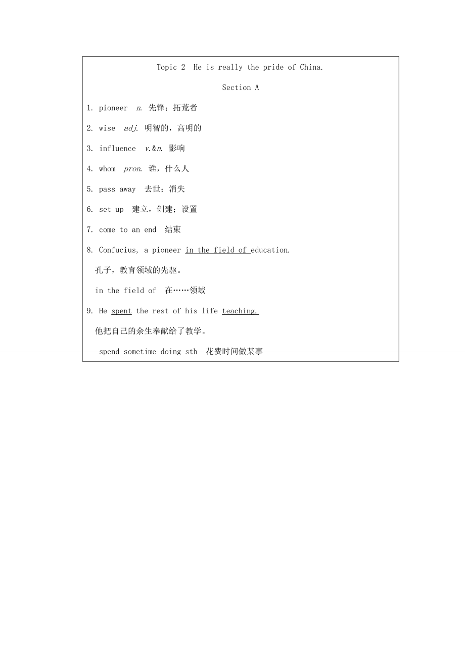 九年级英语下册Unit5Topic2HeisreallytheprideofChinaSectionA教学设计（新版）仁爱版（新版）仁爱版初中九年级下册英语教案.doc