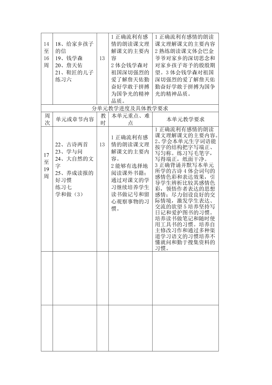 六年级语文上册学科教学计划(2).doc