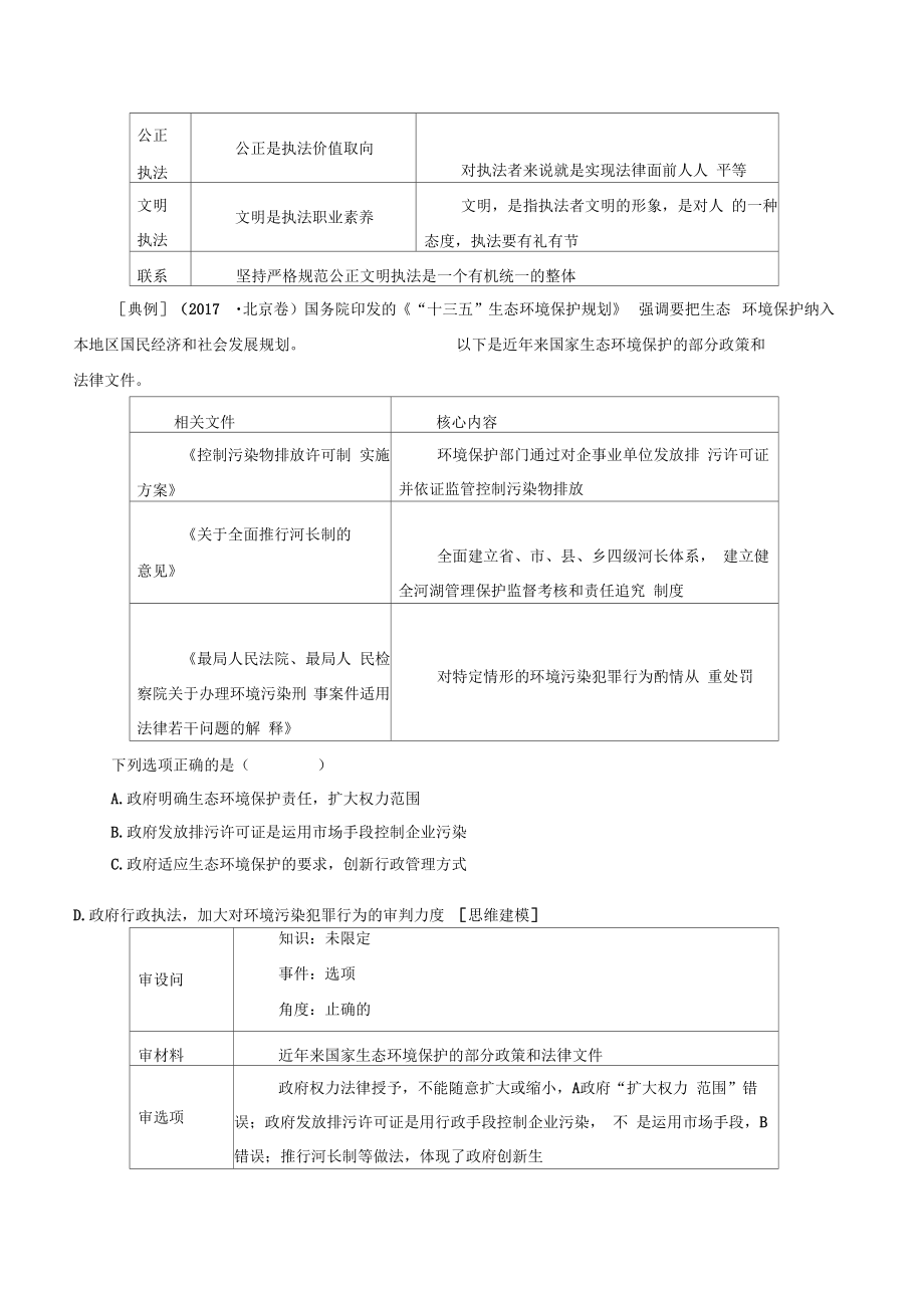 人教版部编版思想政治必修3政治与法治9.2严格执法教案.doc