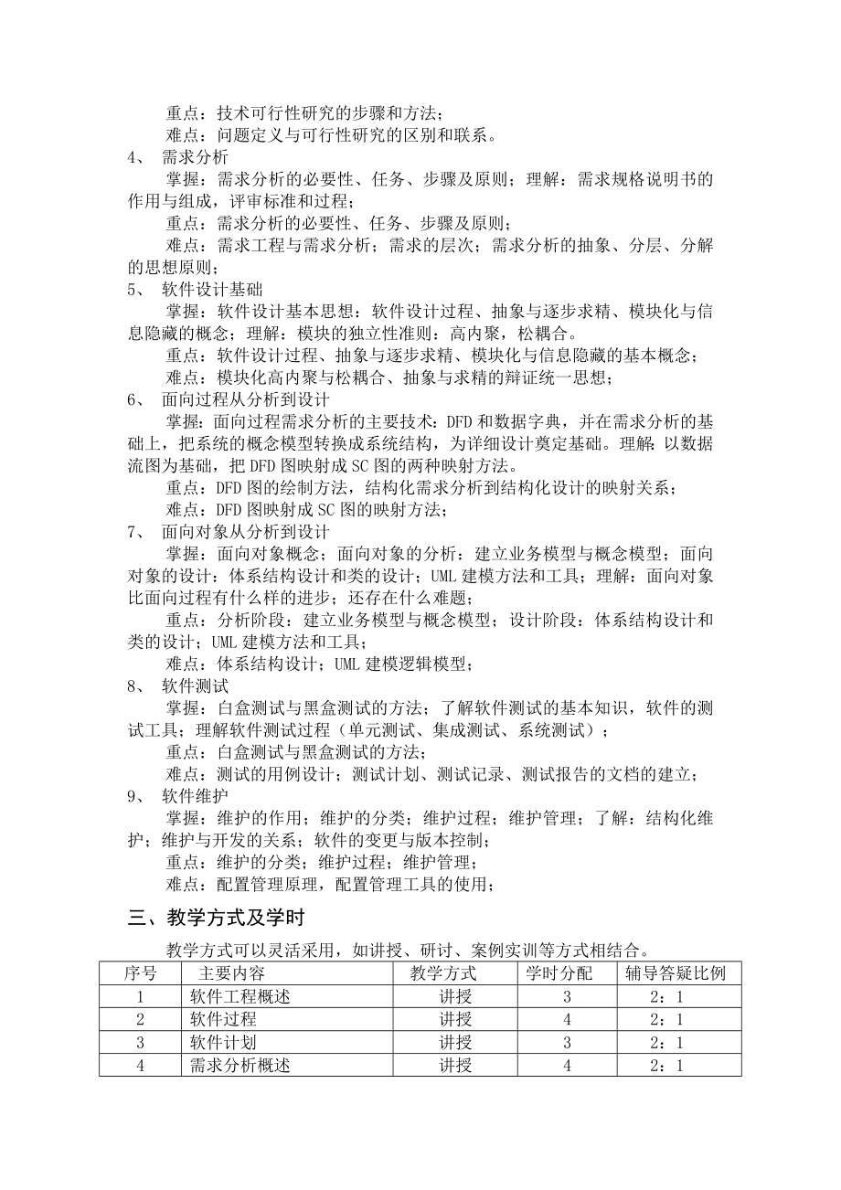 软件工程课程教学大纲.doc