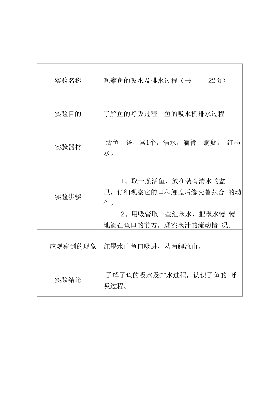 八年级上册生物实验教案(4).doc