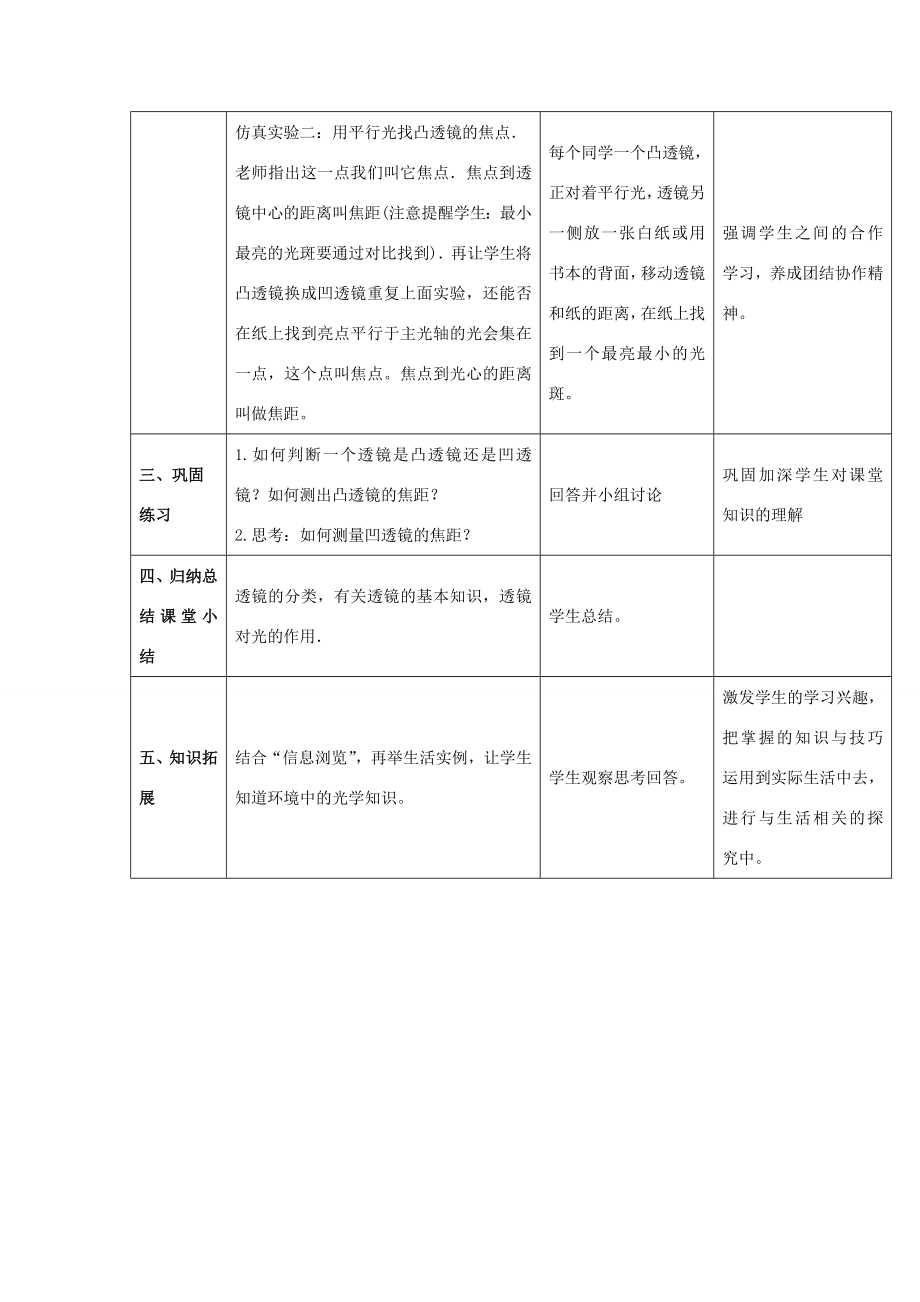 山东省惠东县白花镇第一中学八年级物理上册《3.5奇妙的透镜》教学设计粤教沪版.doc