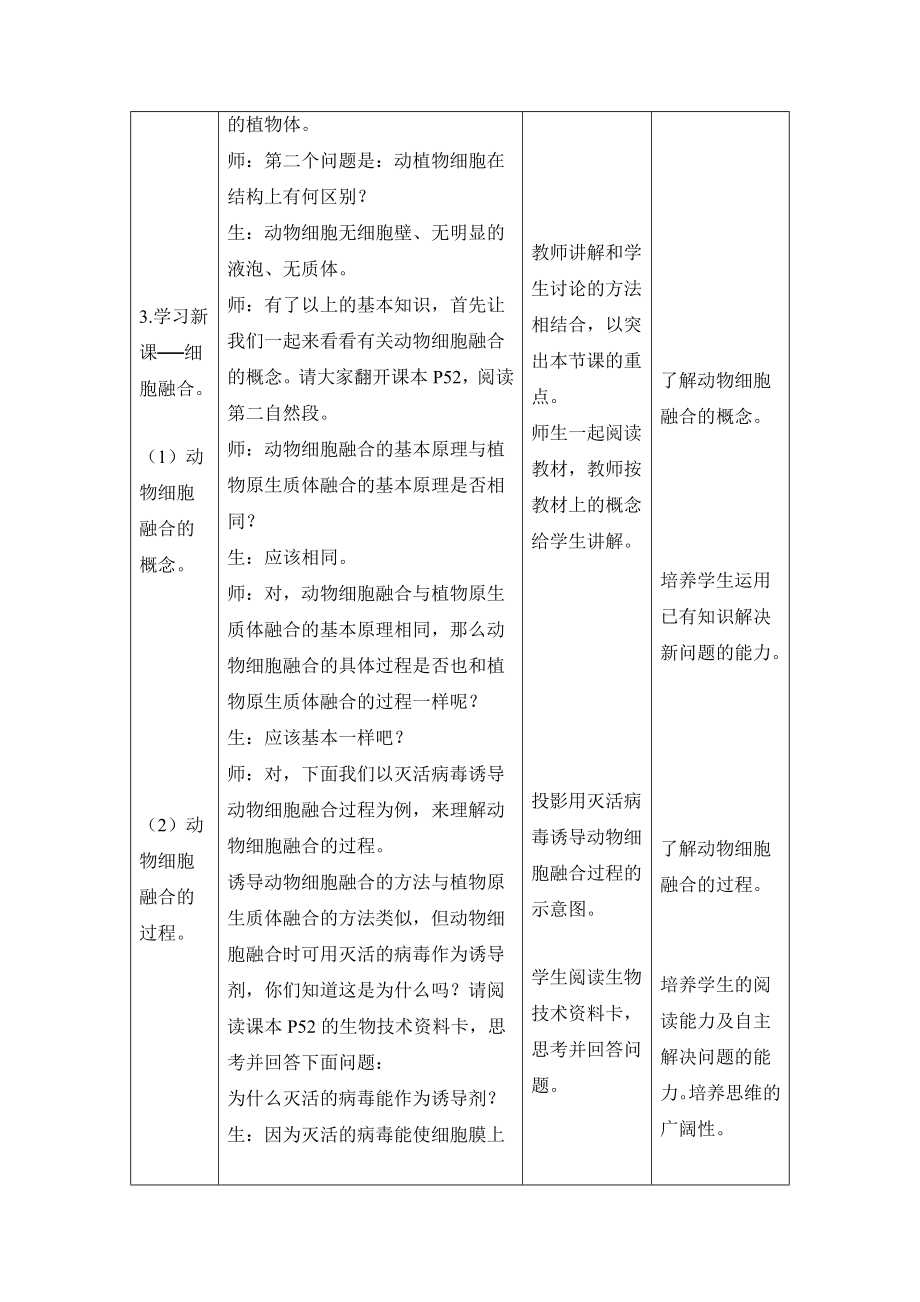 人教版高中生物选修32.2《动物细胞融合与单克隆抗体》教案（二）.doc