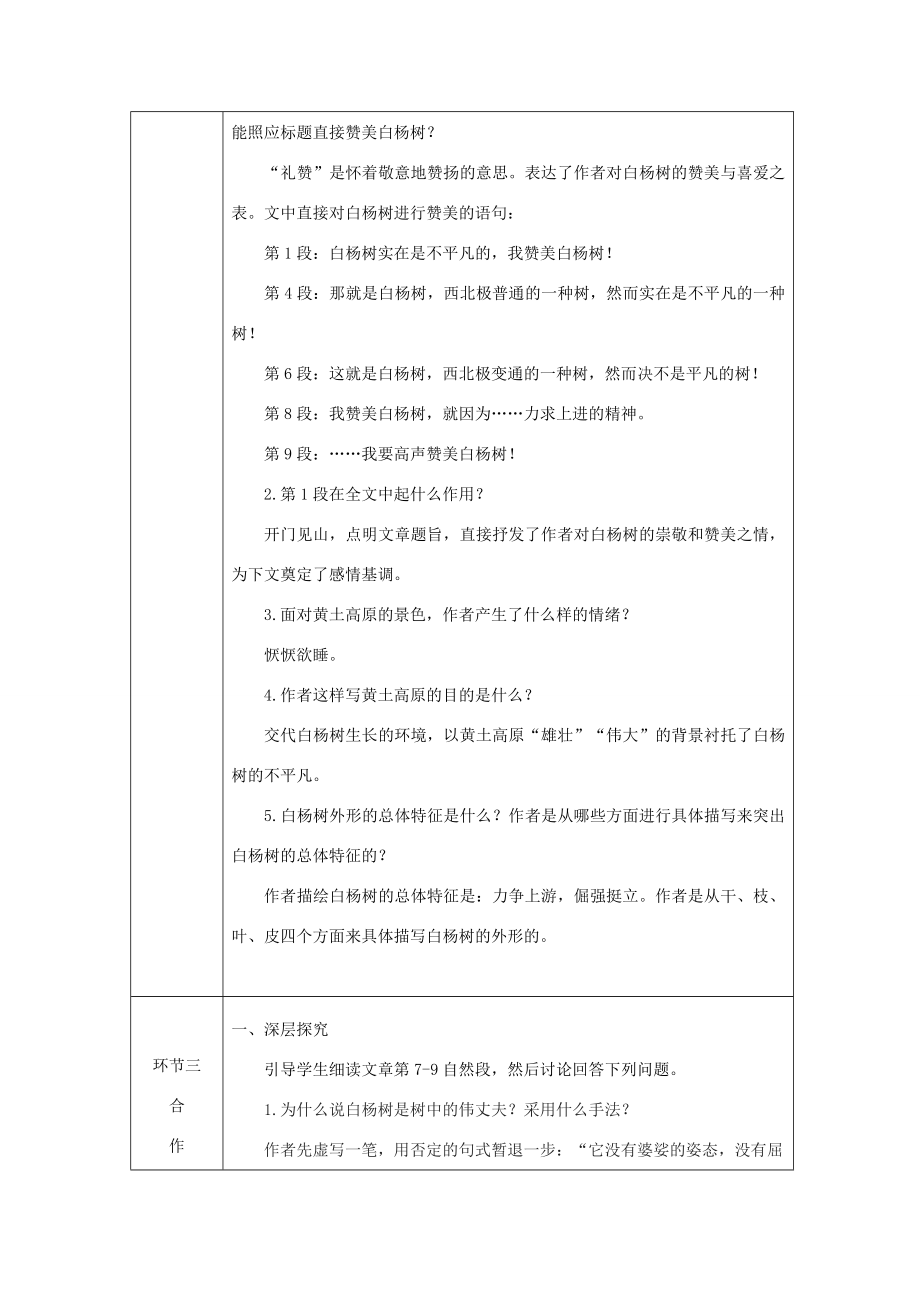 八年级语文上册第四单元15白杨礼赞教案新人教版新人教版初中八年级上册语文教案2.doc