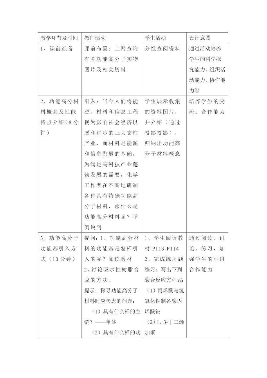 人教版高中化学选修55.3《功能高分子材料》参考教案3.doc