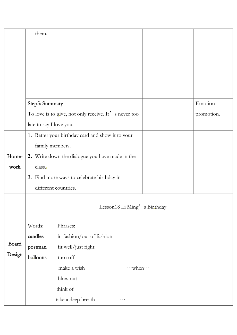 冀教版英语八年级上册Lesson18教案2.doc