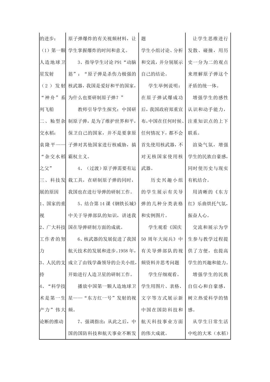 八年级历史下册第17课科学技术的成就（一）教案1新人教版.doc