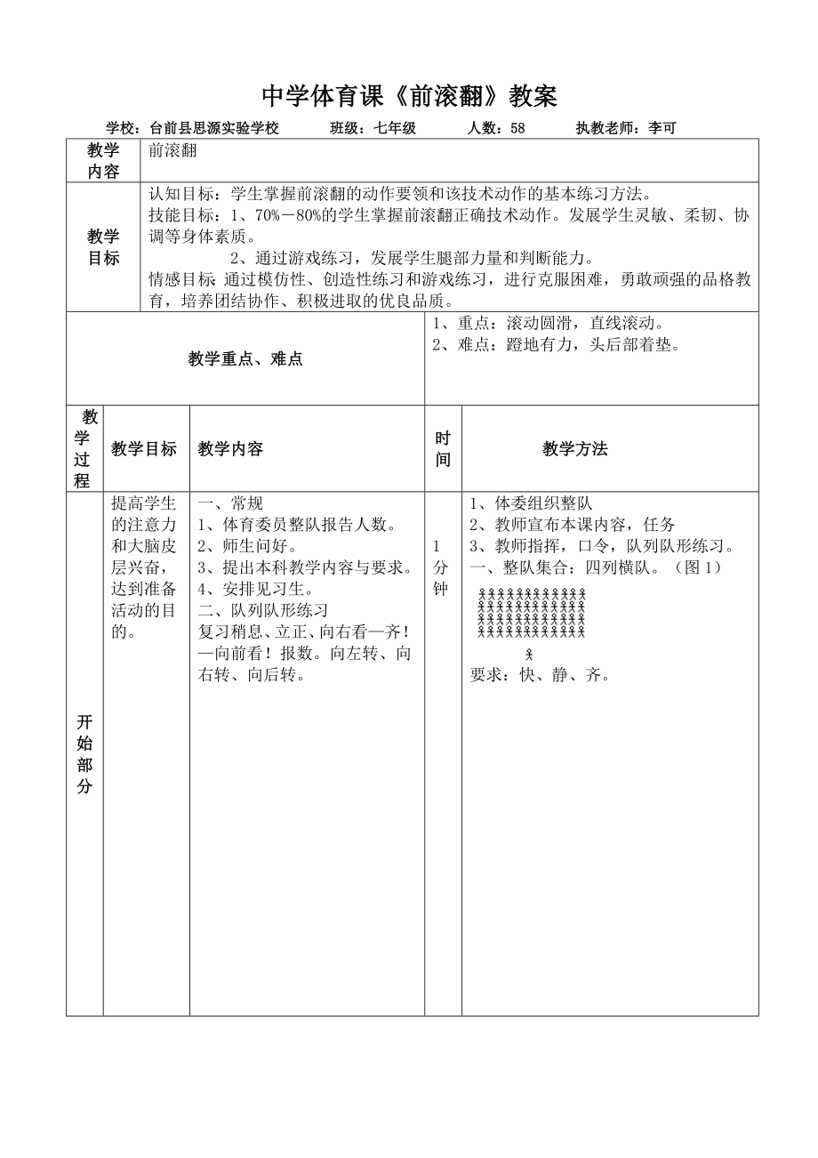 前滚翻教案设计(4).doc