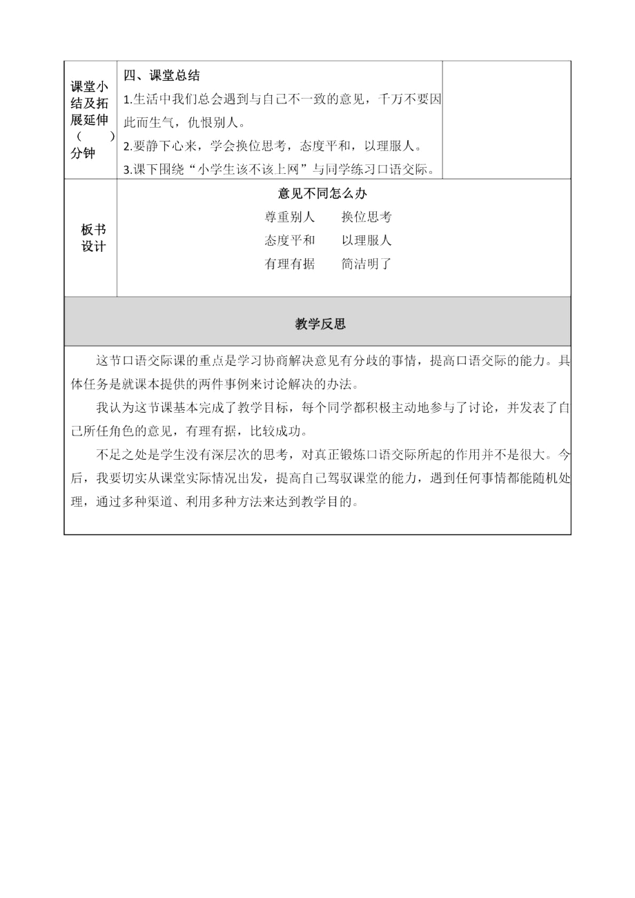 六年级语文上册第六单元口语交际意见不同怎么办教案新人教版.docx