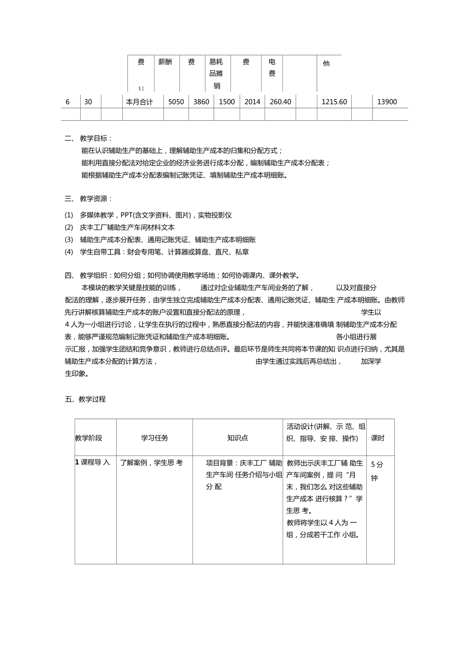 成本会计项目教学设计.doc