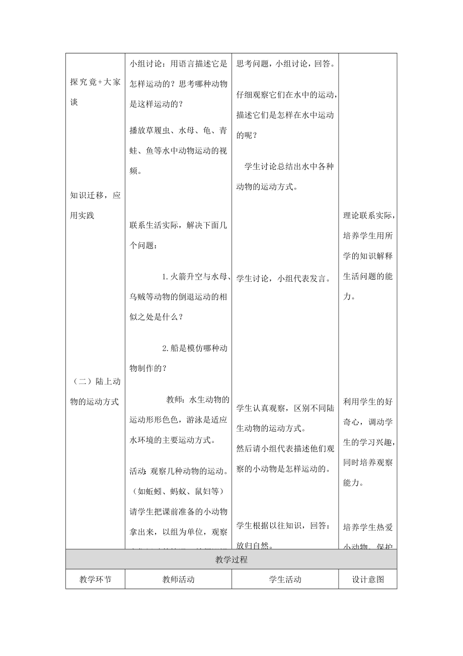 八年级生物上册第九章第1节动物的运动教学设计北京课改版北京课改版初中八年级上册生物教案.doc