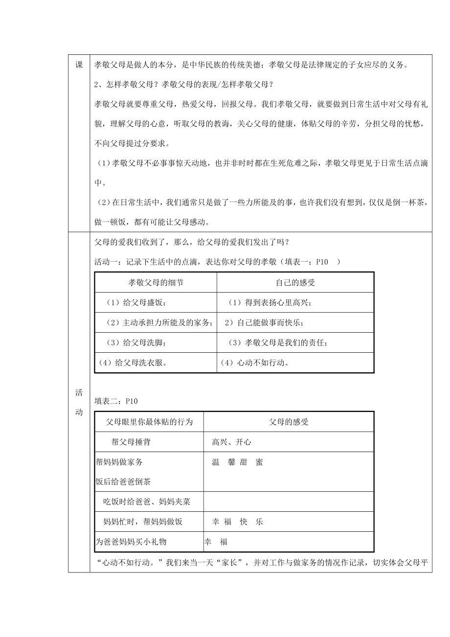 八年级道德与法治上册第一单元成长的空间第一课相亲相爱一家人第3框给父母的爱我们发出了吗？我们的心一起跳教学设计人民版人民版初中八年级上册政治教案.doc