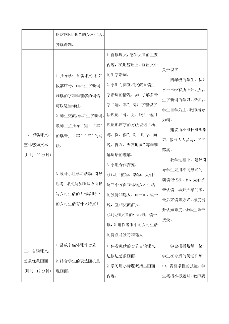 四年级语文下册第一单元2《乡下人家》教案1新人教版新人教版小学四年级下册语文教案.doc