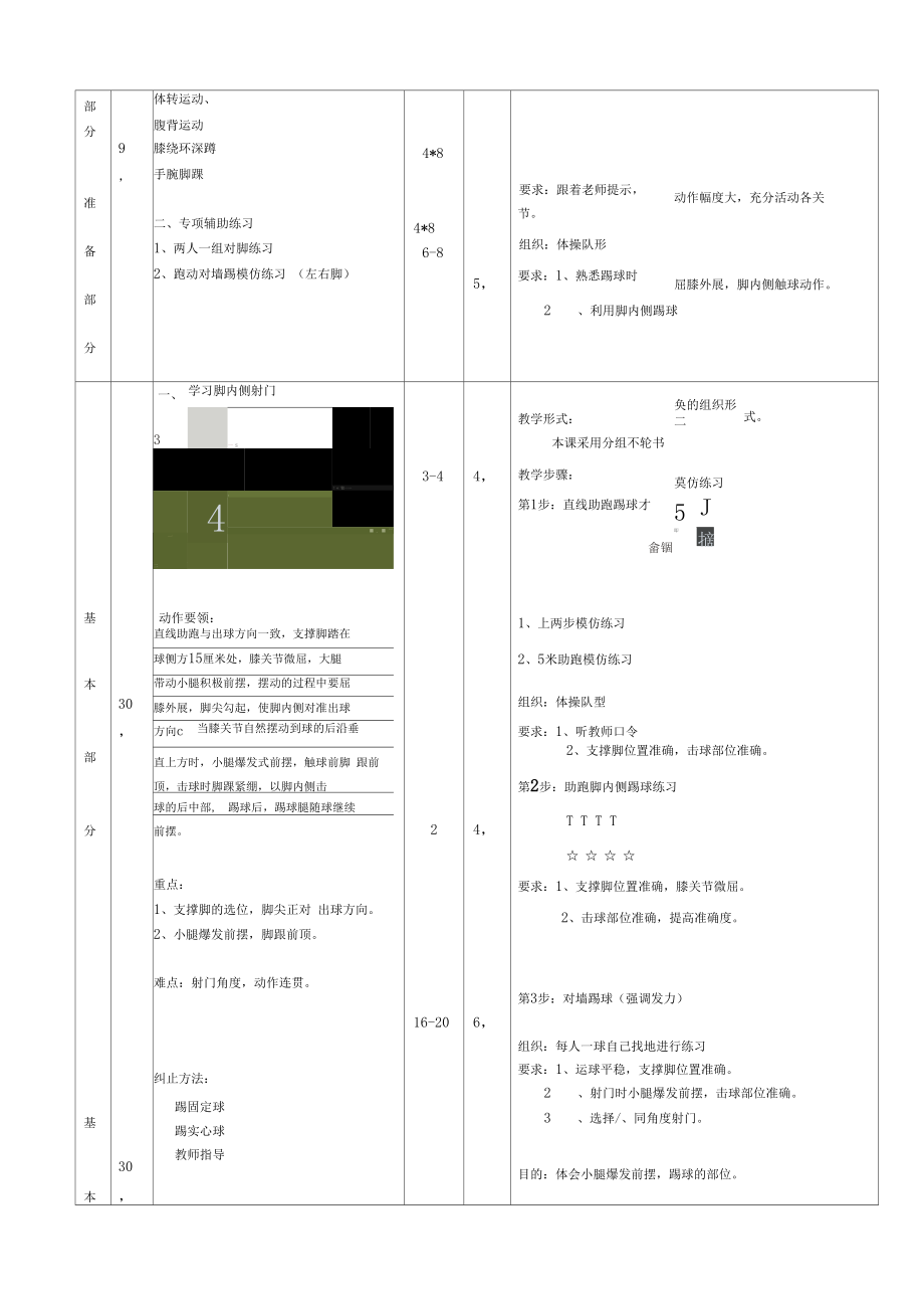 足球脚内侧射门教学设计(2).doc