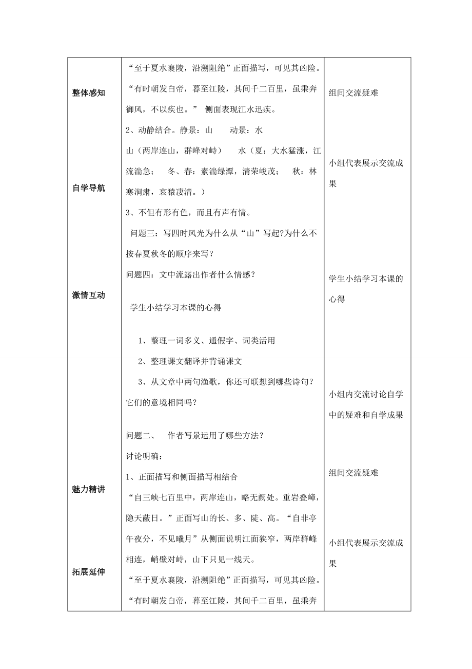 八年级语文上册第六单元26《三峡》教案2新人教版新人教版初中八年级上册语文教案.doc