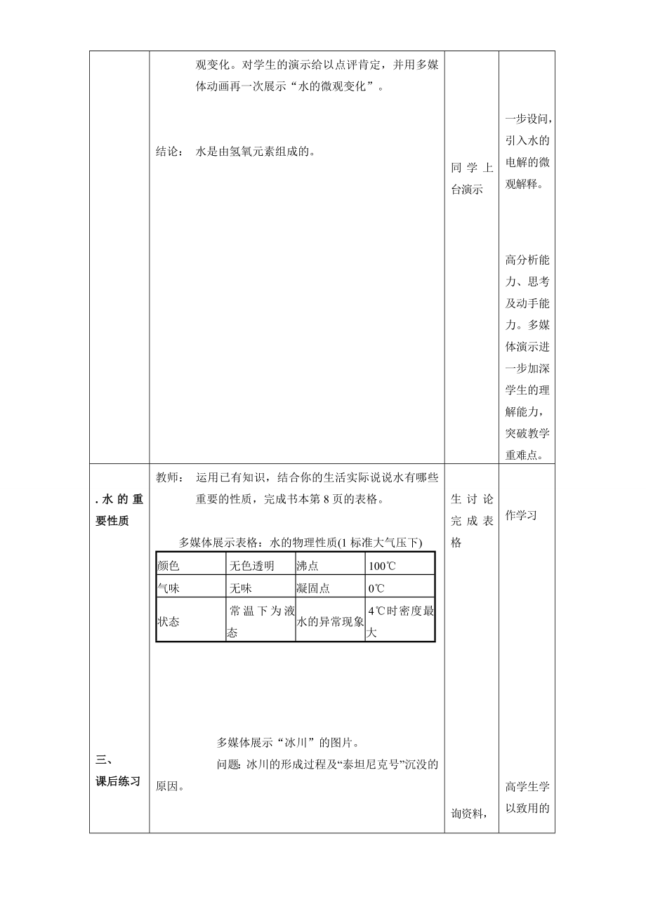 八年级科学上册第1章生活中的水第二节水的组成教案浙教版.doc