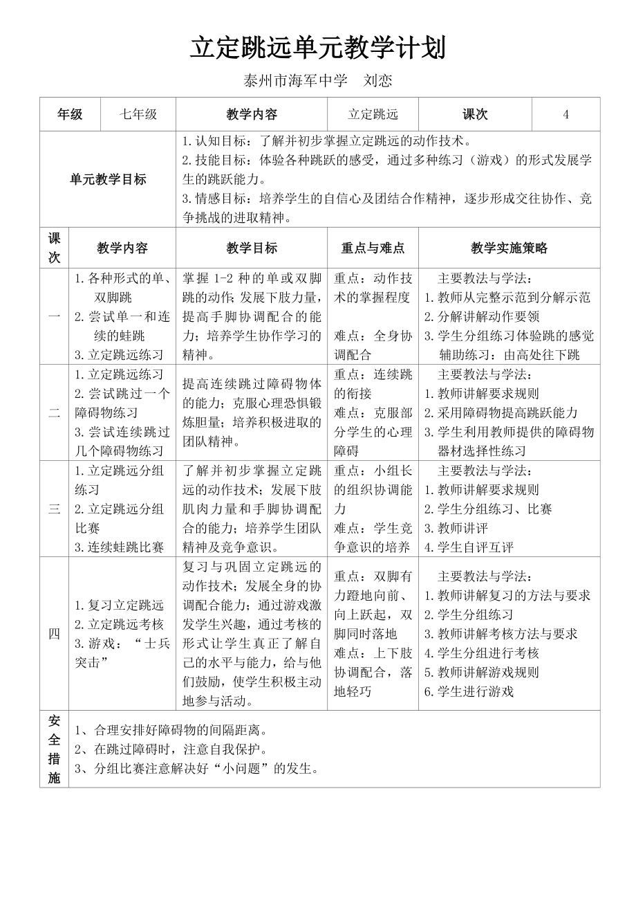 立定跳远单元教学计划(2).doc