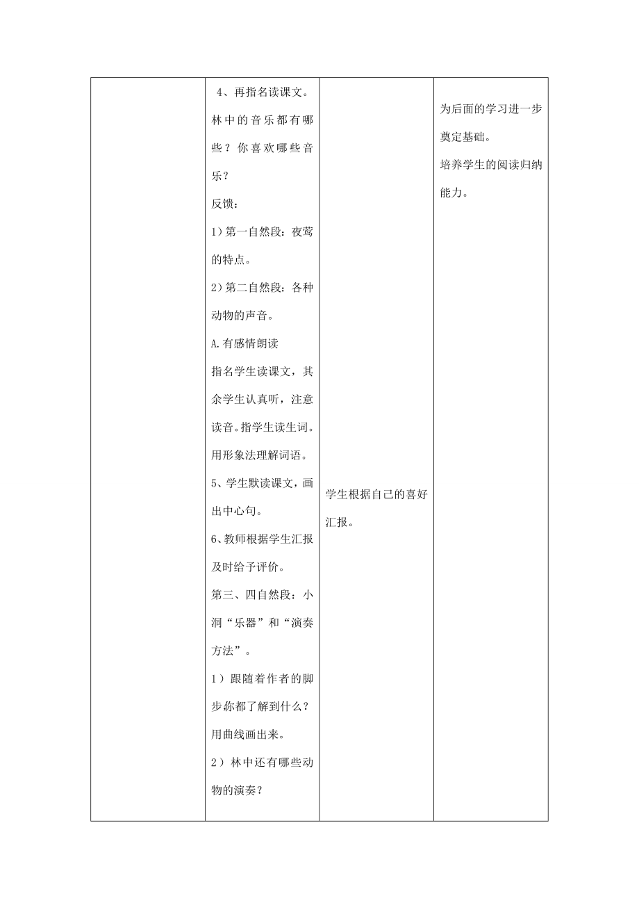 四年级语文上册第九单元音乐19林中乐队备课教案北师大版北师大版小学四年级上册语文教案.doc